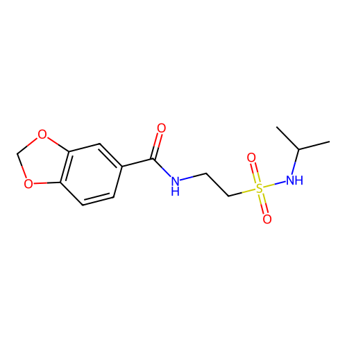 N-(2-(N-isopropylsulfamoyl)ethyl)benzo[d][1,3]dioxole-5-carboxamide structure