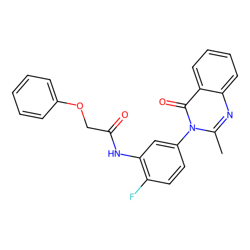 N-(2-fluoro-5-(2-methyl-4-oxoquinazolin-3(4H)-yl)phenyl)-2-phenoxyacetamide structure