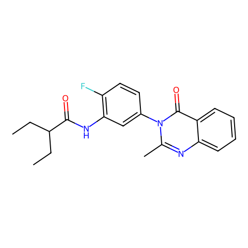 2-ethyl-N-(2-fluoro-5-(2-methyl-4-oxoquinazolin-3(4H)-yl)phenyl)butanamide structure