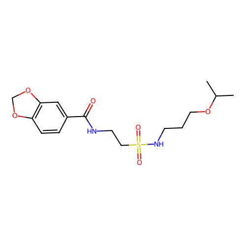 N-(2-(N-(3-isopropoxypropyl)sulfamoyl)ethyl)benzo[d][1,3]dioxole-5-carboxamide structure