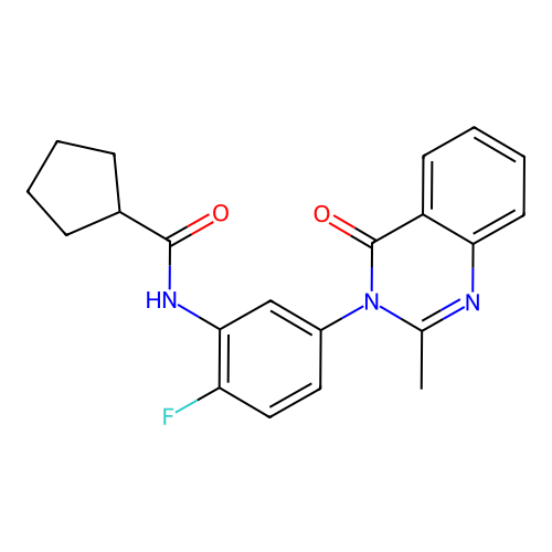N-(2-fluoro-5-(2-methyl-4-oxoquinazolin-3(4H)-yl)phenyl)cyclopentanecarboxamide structure