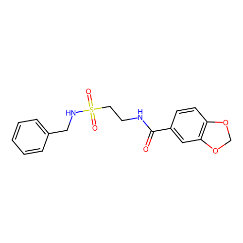 N-[2-(benzylsulfamoyl)ethyl]-1,3-benzodioxole-5-carboxamide structure