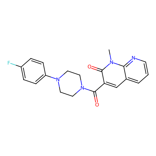 3-(4-(4-fluorophenyl)piperazine-1-carbonyl)-1-methyl-1,8-naphthyridin-2(1H)-one structure