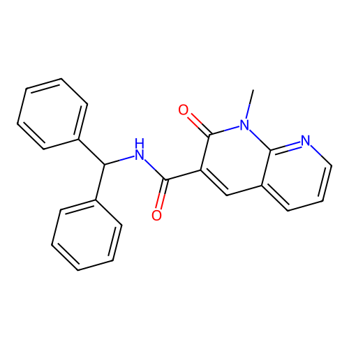 N-benzhydryl-1-methyl-2-oxo-1,2-dihydro-1,8-naphthyridine-3-carboxamide structure