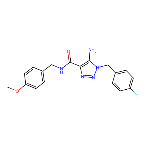 5-amino-1-(4-fluorobenzyl)-N-(4-methoxybenzyl)-1H-1,2,3-triazole-4-carboxamide structure