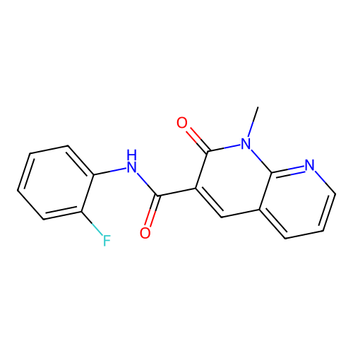 N-(2-fluorophenyl)-1-methyl-2-oxo-1,2-dihydro-1,8-naphthyridine-3-carboxamide structure