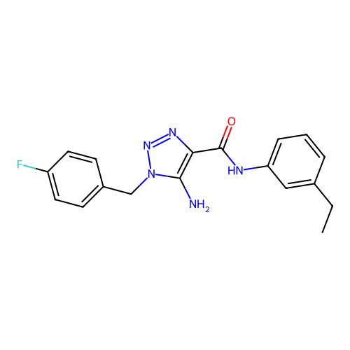 5-amino-N-(3-ethylphenyl)-1-[(4-fluorophenyl)methyl]triazole-4-carboxamide structure
