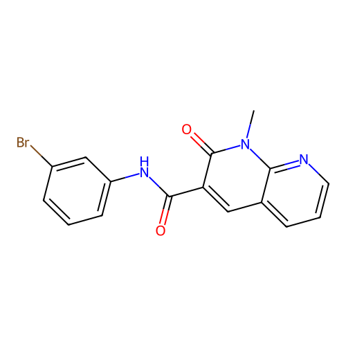N-(3-bromophenyl)-1-methyl-2-oxo-1,2-dihydro-1,8-naphthyridine-3-carboxamide structure