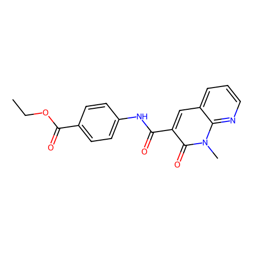 Ethyl 4-(1-methyl-2-oxo-1,2-dihydro-1,8-naphthyridine-3-carboxamido)benzoate structure