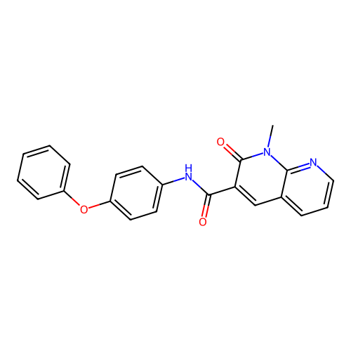 1-methyl-2-oxo-N-(4-phenoxyphenyl)-1,2-dihydro-1,8-naphthyridine-3-carboxamide structure