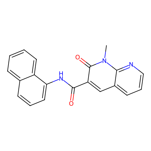 1-methyl-N-(naphthalen-1-yl)-2-oxo-1,2-dihydro-1,8-naphthyridine-3-carboxamide structure