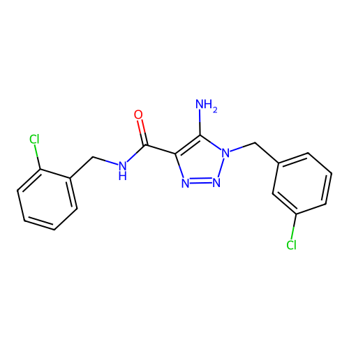 5-amino-N-(2-chlorobenzyl)-1-(3-chlorobenzyl)-1H-1,2,3-triazole-4-carboxamide structure