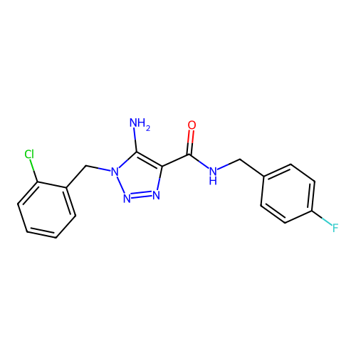 5-amino-1-(2-chlorobenzyl)-N-(4-fluorobenzyl)-1H-1,2,3-triazole-4-carboxamide structure