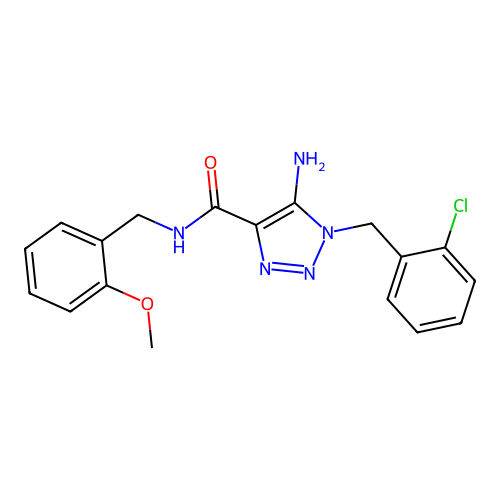 5-amino-1-(2-chlorobenzyl)-N-(2-methoxybenzyl)-1H-1,2,3-triazole-4-carboxamide structure