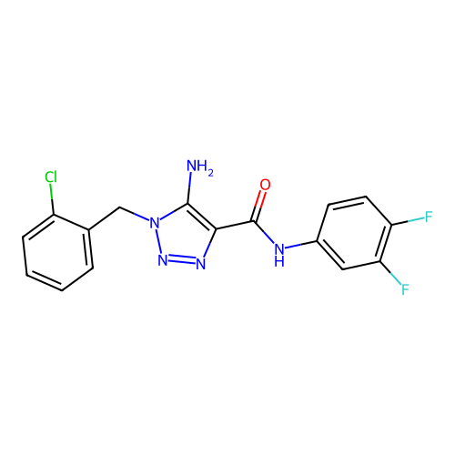 5-amino-1-[(2-chlorophenyl)methyl]-N-(3,4-difluorophenyl)triazole-4-carboxamide structure