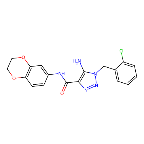 5-amino-1-(2-chlorobenzyl)-N-(2,3-dihydrobenzo[b][1,4]dioxin-6-yl)-1H-1,2,3-triazole-4-carboxamide structure