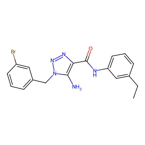 5-amino-1-[(3-bromophenyl)methyl]-N-(3-ethylphenyl)triazole-4-carboxamide structure