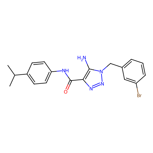 5-amino-1-[(3-bromophenyl)methyl]-N-(4-propan-2-ylphenyl)triazole-4-carboxamide structure