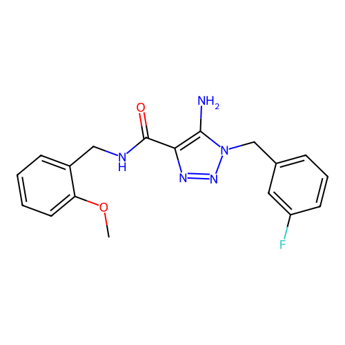 5-amino-1-(3-fluorobenzyl)-N-(2-methoxybenzyl)-1H-1,2,3-triazole-4-carboxamide structure