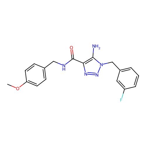 5-amino-1-(3-fluorobenzyl)-N-(4-methoxybenzyl)-1H-1,2,3-triazole-4-carboxamide structure