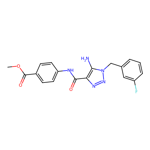 Methyl 4-[[5-amino-1-[(3-fluorophenyl)methyl]triazole-4-carbonyl]amino]benzoate structure