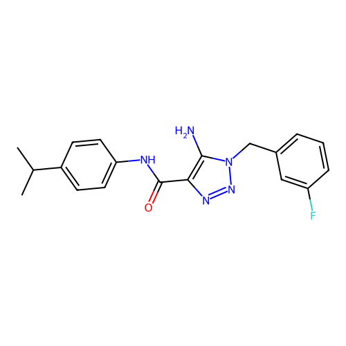 5-amino-1-[(3-fluorophenyl)methyl]-N-(4-propan-2-ylphenyl)triazole-4-carboxamide structure