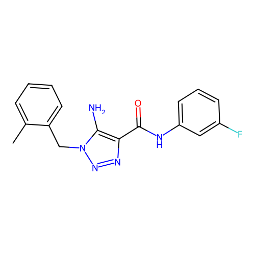 5-amino-N-(3-fluorophenyl)-1-(2-methylbenzyl)-1H-1,2,3-triazole-4-carboxamide structure