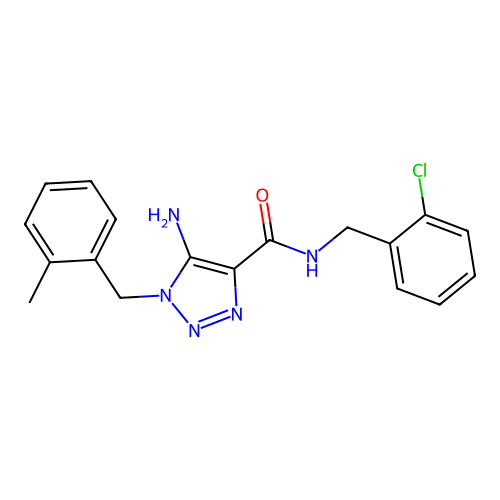 5-amino-N-(2-chlorobenzyl)-1-(2-methylbenzyl)-1H-1,2,3-triazole-4-carboxamide structure