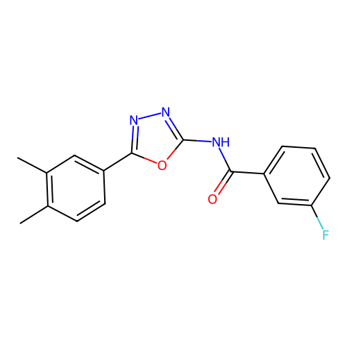 N-[5-(3,4-dimethylphenyl)-1,3,4-oxadiazol-2-yl]-3-fluorobenzamide structure