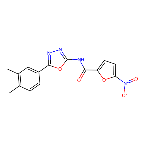 N-[5-(3,4-dimethylphenyl)-1,3,4-oxadiazol-2-yl]-5-nitrofuran-2-carboxamide structure