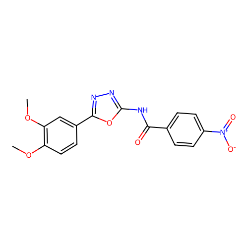 N-[5-(3,4-dimethoxyphenyl)-1,3,4-oxadiazol-2-yl]-4-nitrobenzamide structure