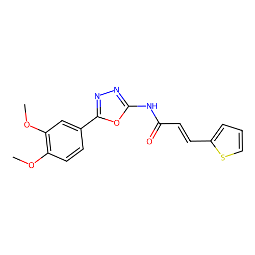 (E)-N-(5-(3,4-dimethoxyphenyl)-1,3,4-oxadiazol-2-yl)-3-(thiophen-2-yl)acrylamide structure