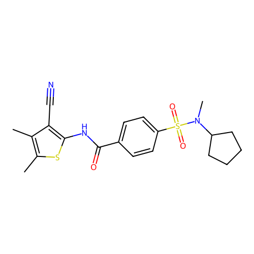 N-(3-cyano-4,5-dimethylthiophen-2-yl)-4-[cyclopentyl(methyl)sulfamoyl]benzamide structure