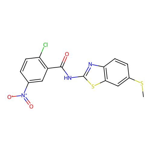 2-chloro-N-(6-(methylthio)benzo[d]thiazol-2-yl)-5-nitrobenzamide structure