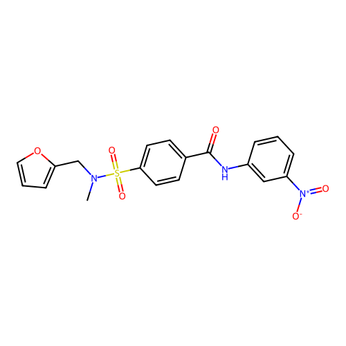 4-[furan-2-ylmethyl(methyl)sulfamoyl]-N-(3-nitrophenyl)benzamide structure
