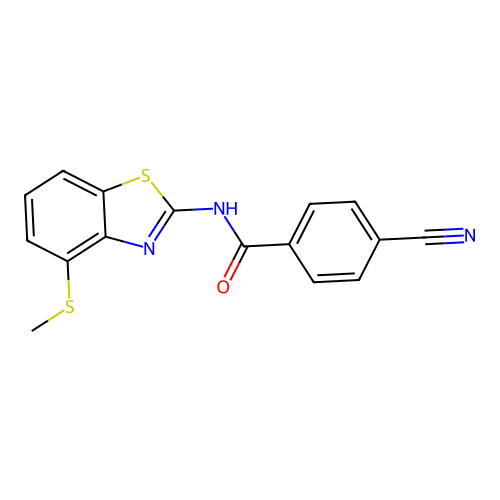 4-cyano-N-(4-(methylthio)benzo[d]thiazol-2-yl)benzamide structure