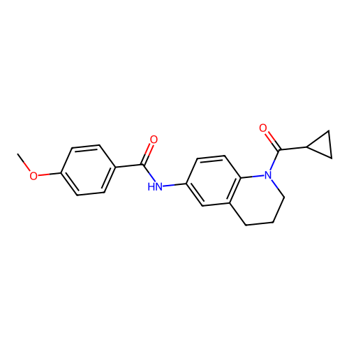 N-[1-(cyclopropanecarbonyl)-3,4-dihydro-2H-quinolin-6-yl]-4-methoxybenzamide structure