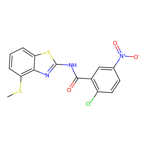 2-chloro-N-(4-(methylthio)benzo[d]thiazol-2-yl)-5-nitrobenzamide structure