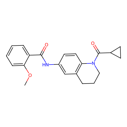 N-(1-(cyclopropanecarbonyl)-1,2,3,4-tetrahydroquinolin-6-yl)-2-methoxybenzamide structure