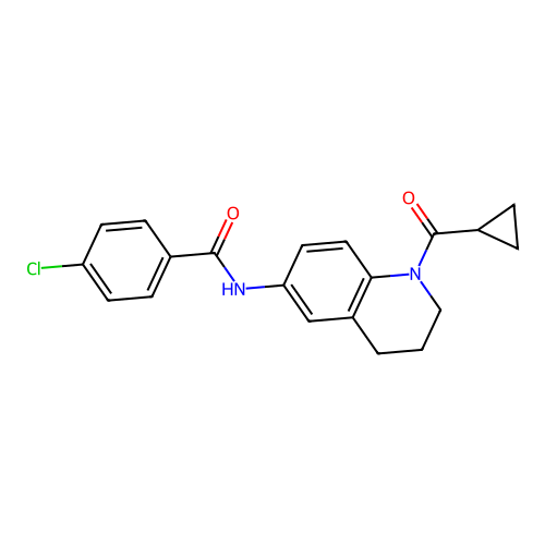 4-chloro-N-[1-(cyclopropanecarbonyl)-3,4-dihydro-2H-quinolin-6-yl]benzamide structure