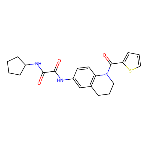 N-cyclopentyl-N'-[1-(thiophene-2-carbonyl)-3,4-dihydro-2H-quinolin-6-yl]oxamide structure