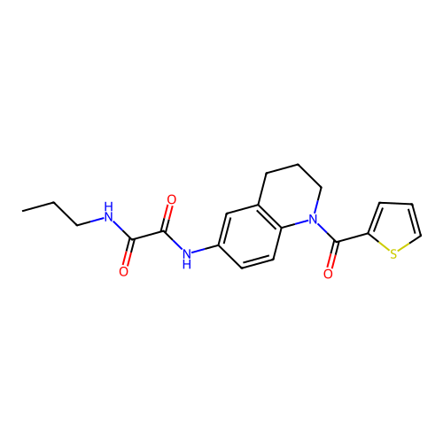 N-propyl-N'-[1-(thiophene-2-carbonyl)-3,4-dihydro-2H-quinolin-6-yl]oxamide structure
