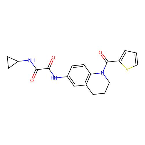N-cyclopropyl-N'-[1-(thiophene-2-carbonyl)-3,4-dihydro-2H-quinolin-6-yl]oxamide structure