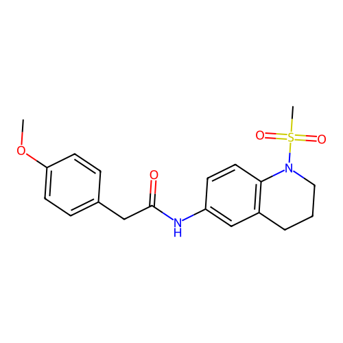 2-(4-methoxyphenyl)-N-(1-methylsulfonyl-3,4-dihydro-2H-quinolin-6-yl)acetamide structure