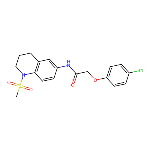 2-(4-chlorophenoxy)-N-(1-methylsulfonyl-3,4-dihydro-2H-quinolin-6-yl)acetamide structure