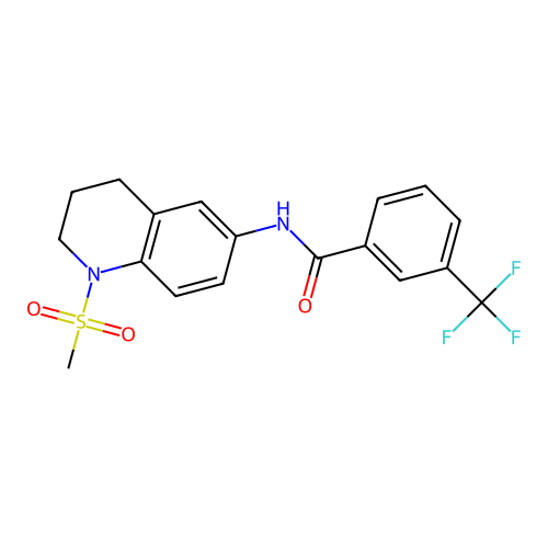 N-(1-methylsulfonyl-3,4-dihydro-2H-quinolin-6-yl)-3-(trifluoromethyl)benzamide structure