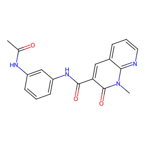 N-(3-acetamidophenyl)-1-methyl-2-oxo-1,2-dihydro-1,8-naphthyridine-3-carboxamide structure