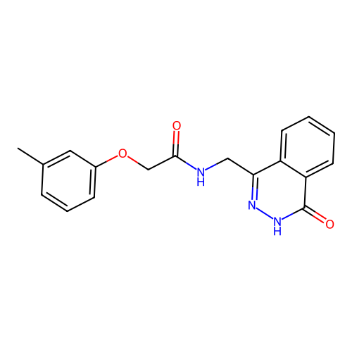 2-(3-methylphenoxy)-N-[(4-oxo-3H-phthalazin-1-yl)methyl]acetamide structure