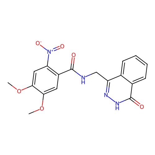 4,5-dimethoxy-2-nitro-N-[(4-oxo-3H-phthalazin-1-yl)methyl]benzamide structure