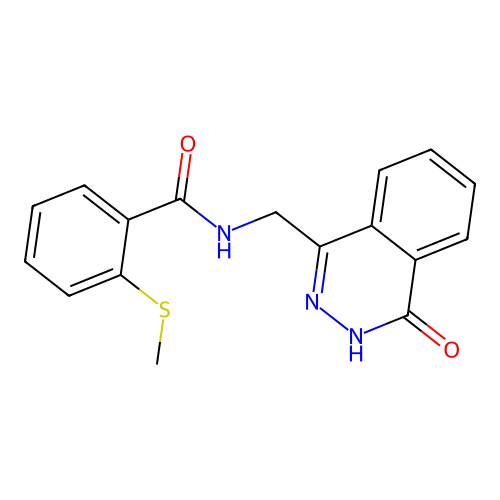 2-(methylthio)-N-((4-oxo-3,4-dihydrophthalazin-1-yl)methyl)benzamide structure